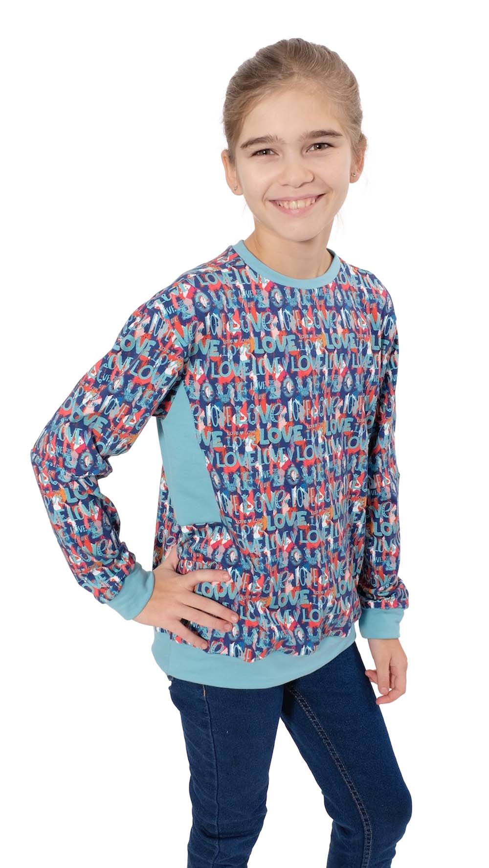 Jersey, LOVE Musterung auf Marine – Bild 4