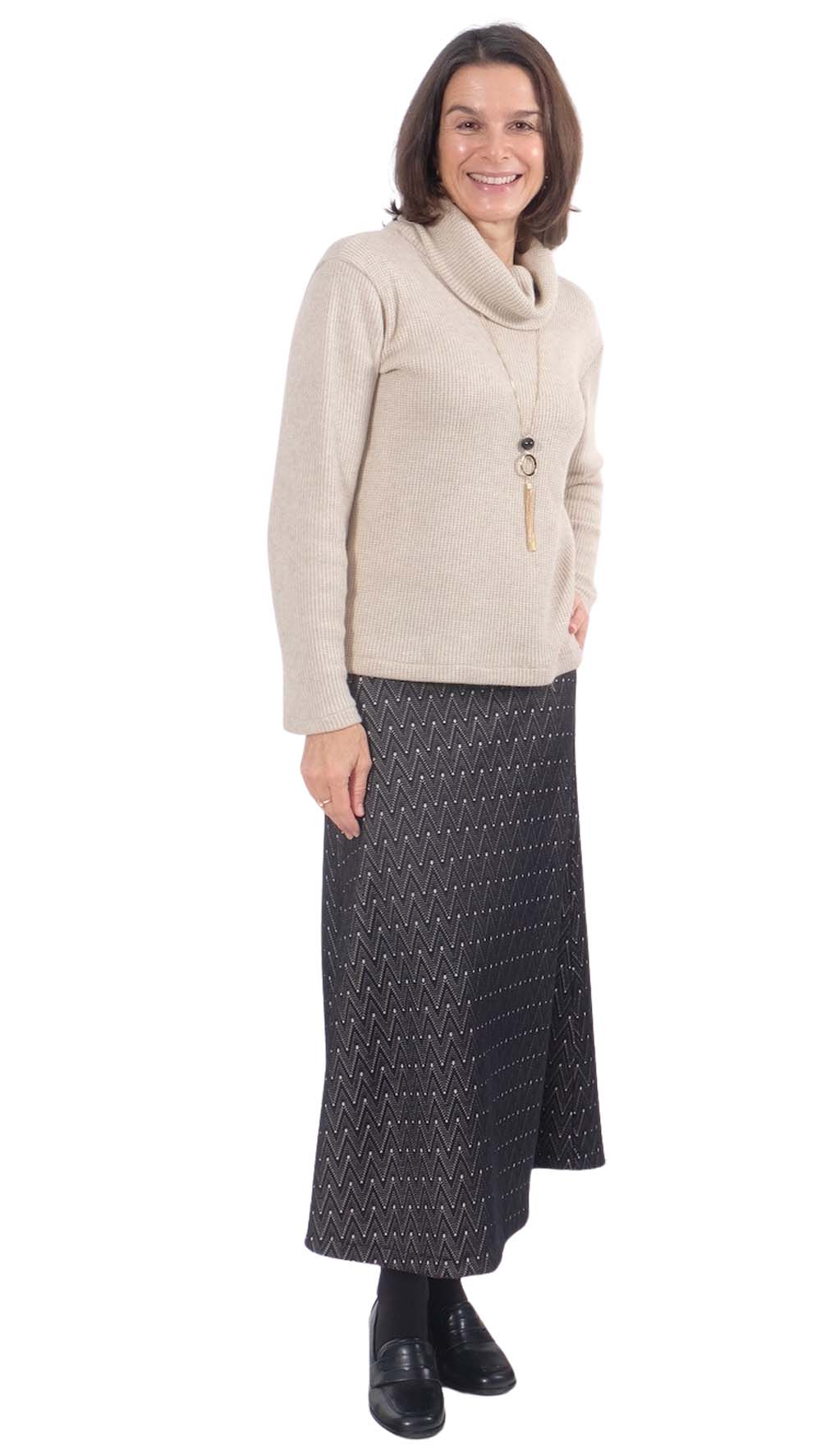 Weicher Strickstoff mit Waffeloptik, unifarben, Beige – Restposten zum Sonderpreis 80 cm – Bild 4