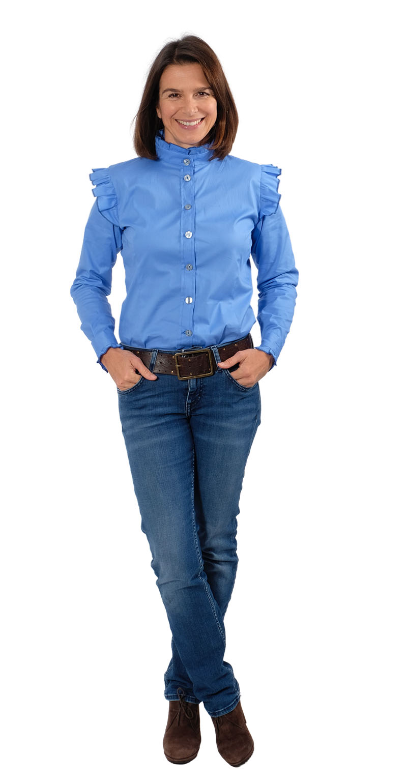 Baumwolle, Baumwollstretch, Blumenmusterung Blau – Bild 4