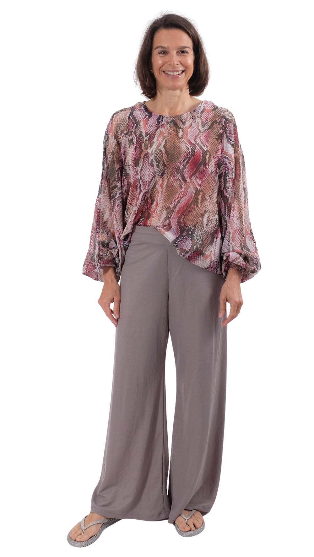 Leicht fallendes Mischgewebe, elastisch, Hellgrau – Lino – Bild 3