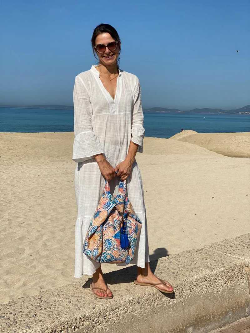 Baumwollstoff, Canvas, Ethnomuster Blau / Orange – Bild 6