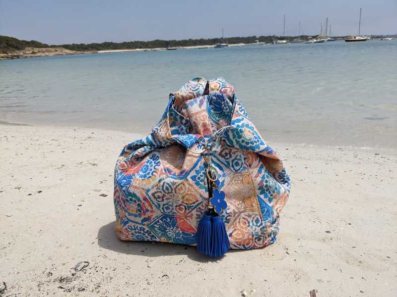 Baumwollstoff, Canvas, Ethnomuster Blau / Orange – Bild 5