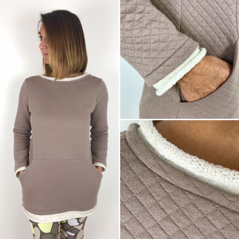 Waffelstoff, weiche anschmiegsame Qualität – Taupe – Bild 5