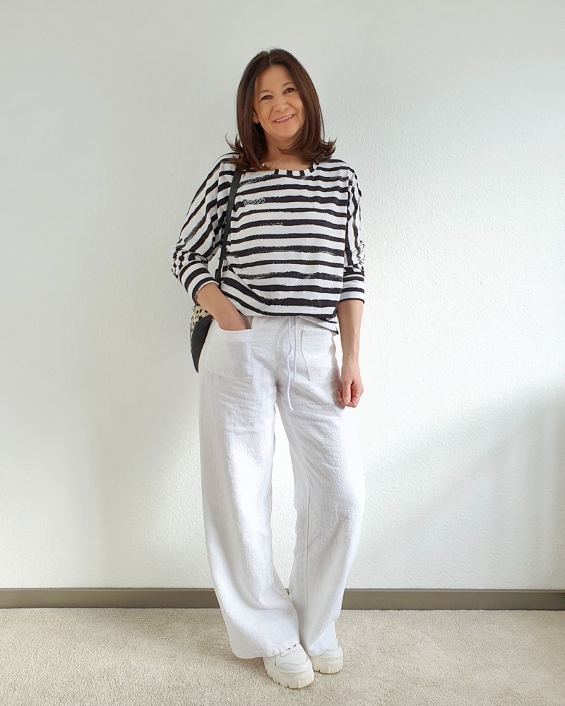 Jersey, breite Streifen Schwarz / Weiß – Bild 3