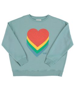 Sisters Department – Sweatshirt, „HEARTS Multicolour“, Blue, Biobaumwolle (Gr. S)