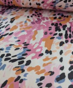 Slinky, Mischgewebe, Musterung Rosa Senf Ecru