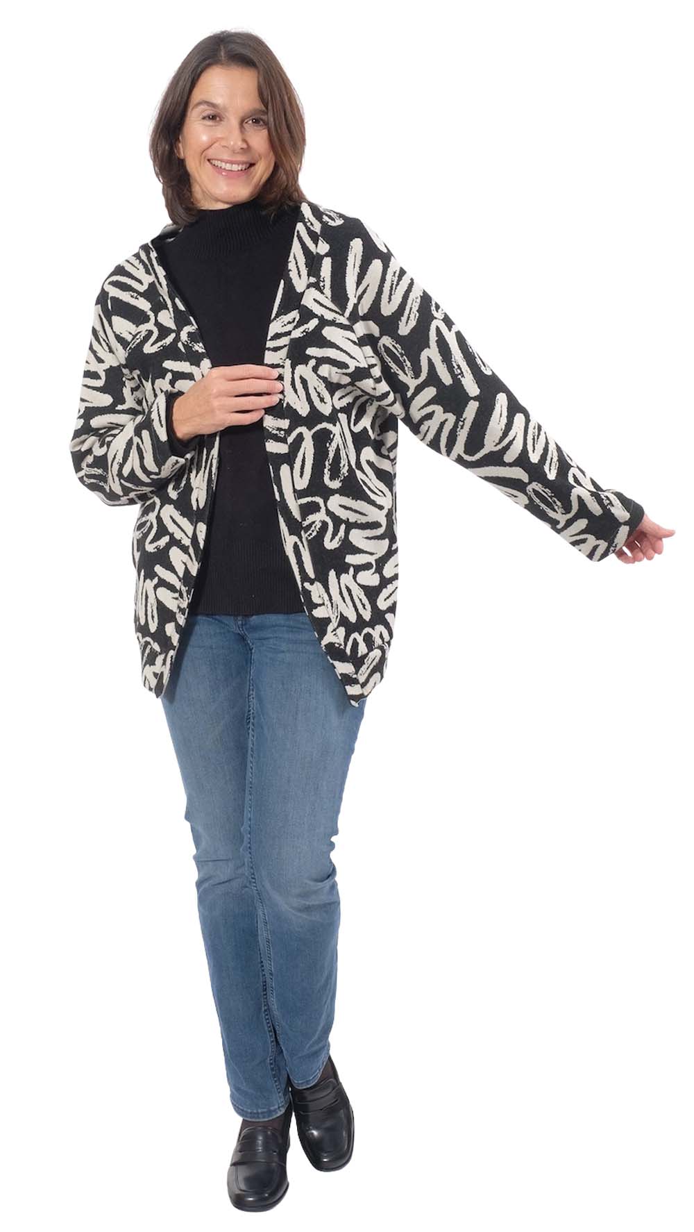 Mischgewebe – Jacquard, Zebramuster Schwarz / Ecru – Bild 6