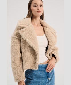 Alwero – Jacke „TEDDY SHORT“ Adult,  Sand Brown, Biowolle Ultra Light