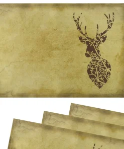 Tischsets Platzsets Textil CLOTH Hirschköpfe Silhouetten braun 4er Set 45×30 cm