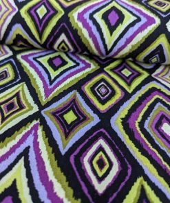 Viskose Twill, Retro Musterung Lila Lime Rautenmusterung
