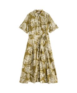 White Stuff – Kleid „TIFF“, green pr, Leinenmischung