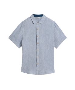 White Stuff – Leinenhemd „KESWICK“, chambray blue, kurzärmlig