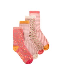 White Stuff – Socken, 4er Pack, verschiedene Muster, pink multi, Bio-Baumwolle