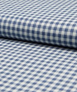 Baumwollstoff, Vichykaro Blau / Weiß