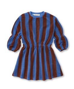 SPROET & SPROUT – Kleid, TERRY DRESS, block stripe, brown blue, Bio Baumwolle