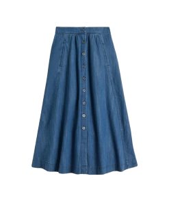 White Stuff – Jeansmidirock „HEATHER“ , mid denim, Baumwolle